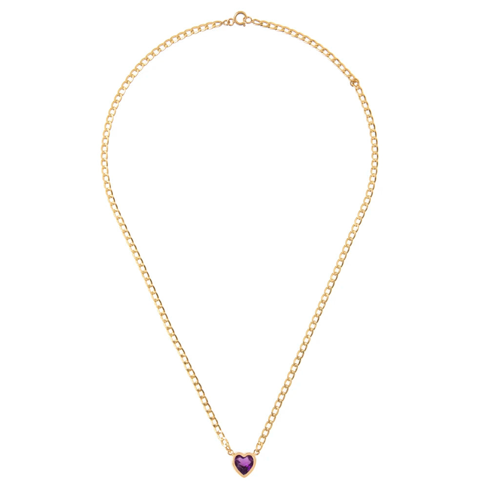 COLAR CORAÇÃO DE AMETISTA COM FIO GRUMMER