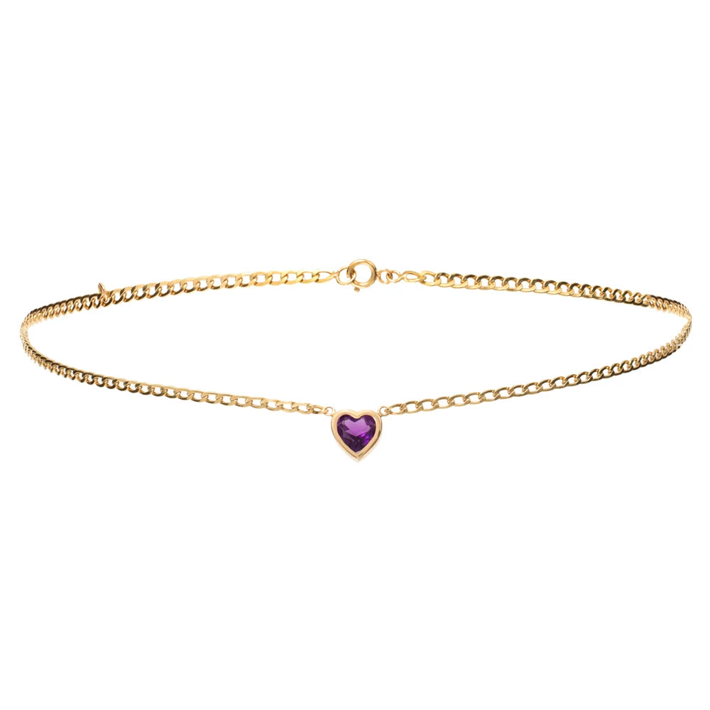 COLAR CORAÇÃO DE AMETISTA COM FIO GRUMMER