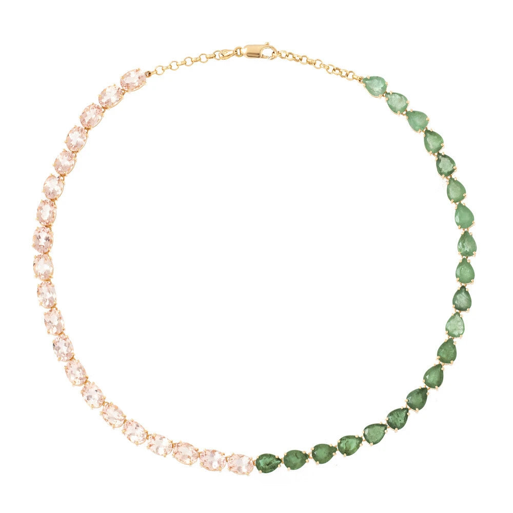 COLAR RIVIERA COM MORGANITAS E TURMALINAS VERDES