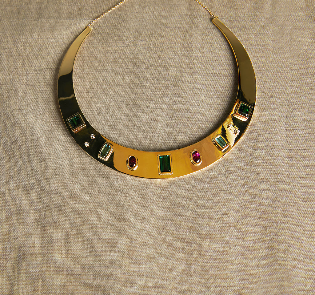 COLAR MAXI COM TURMALINAS E DIAMANTES