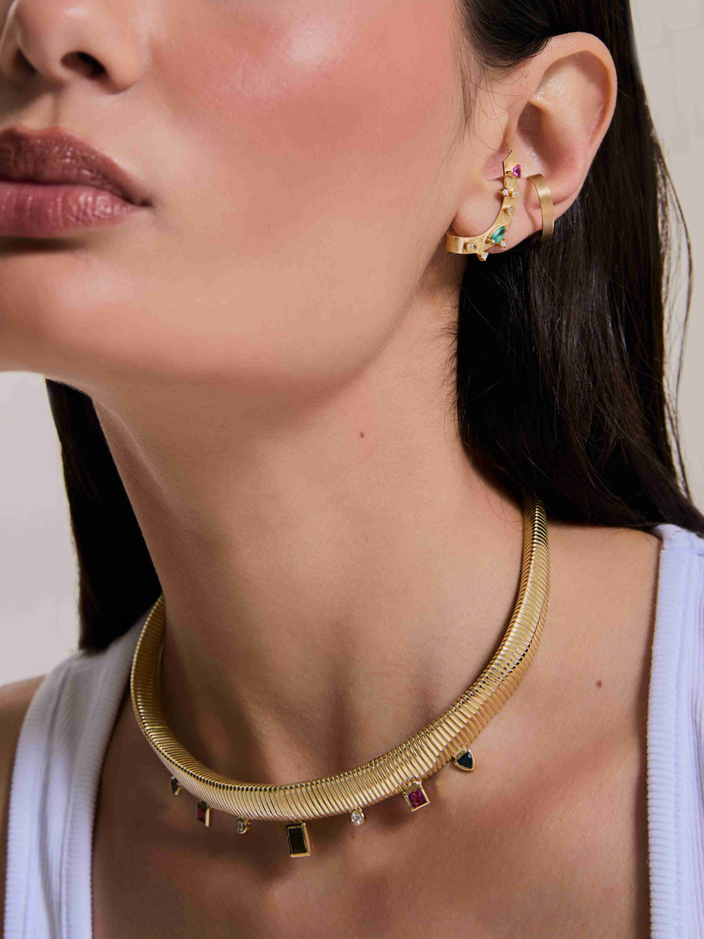 COLAR ARO BOLD COM TURMALINAS