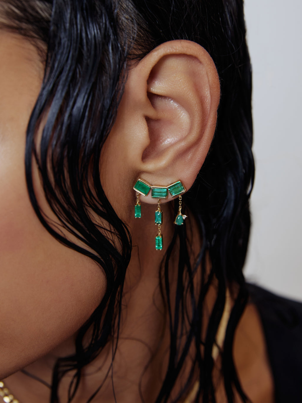 BRINCO EARCUFF BAGUETES COM FRANJAS