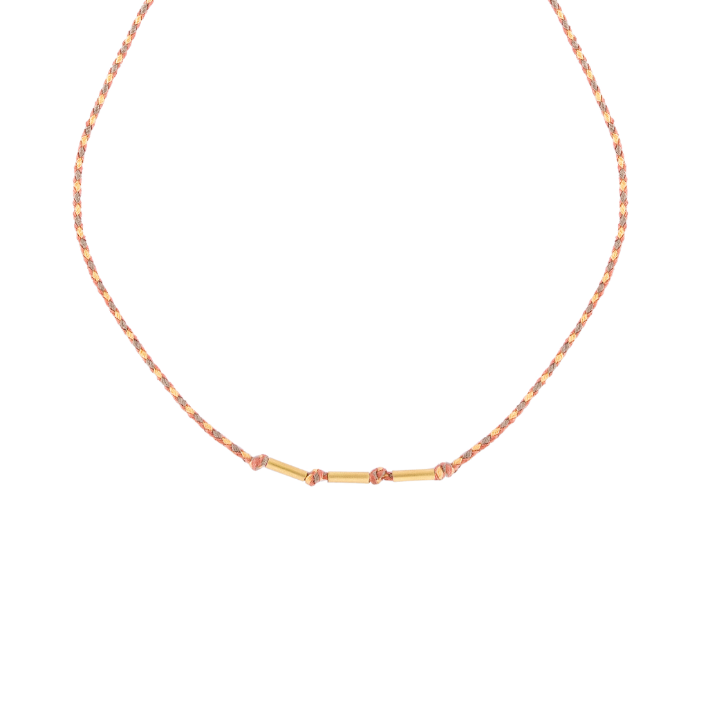 PULSEIRA FIO DE CORDA COM 3 CANINHOS DE OURO