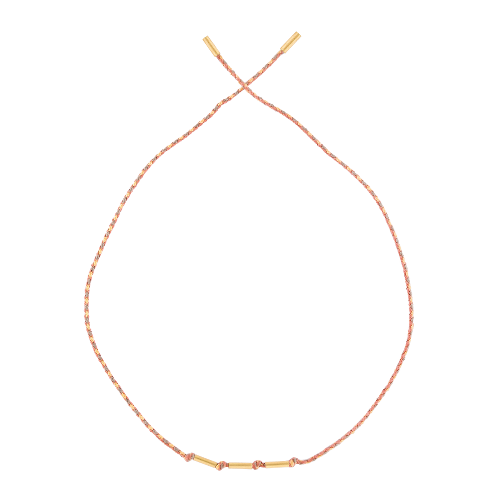 PULSEIRA FIO DE CORDA COM 3 CANINHOS DE OURO