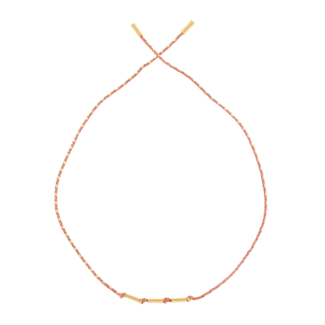 PULSEIRA FIO DE CORDA COM 3 CANINHOS DE OURO