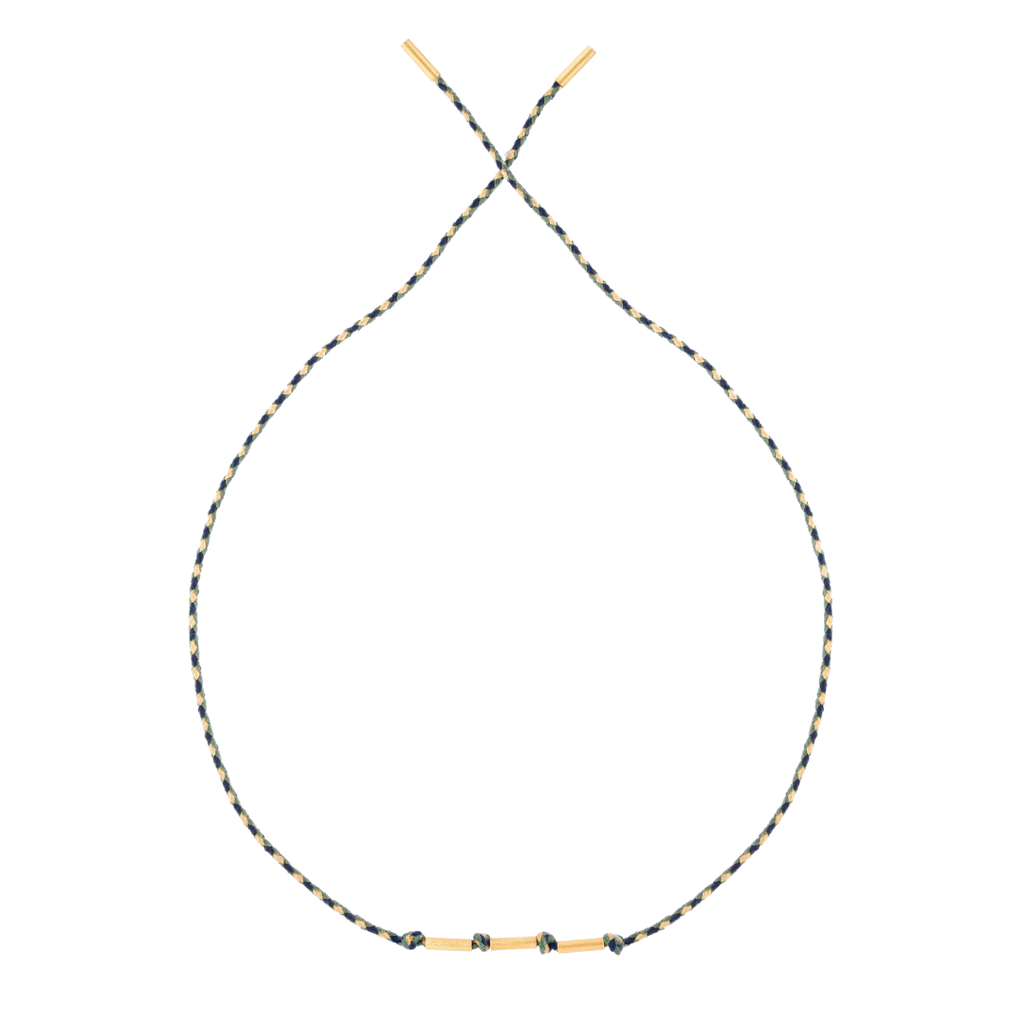 PULSEIRA FIO DE CORDA COM 3 CANINHOS DE OURO