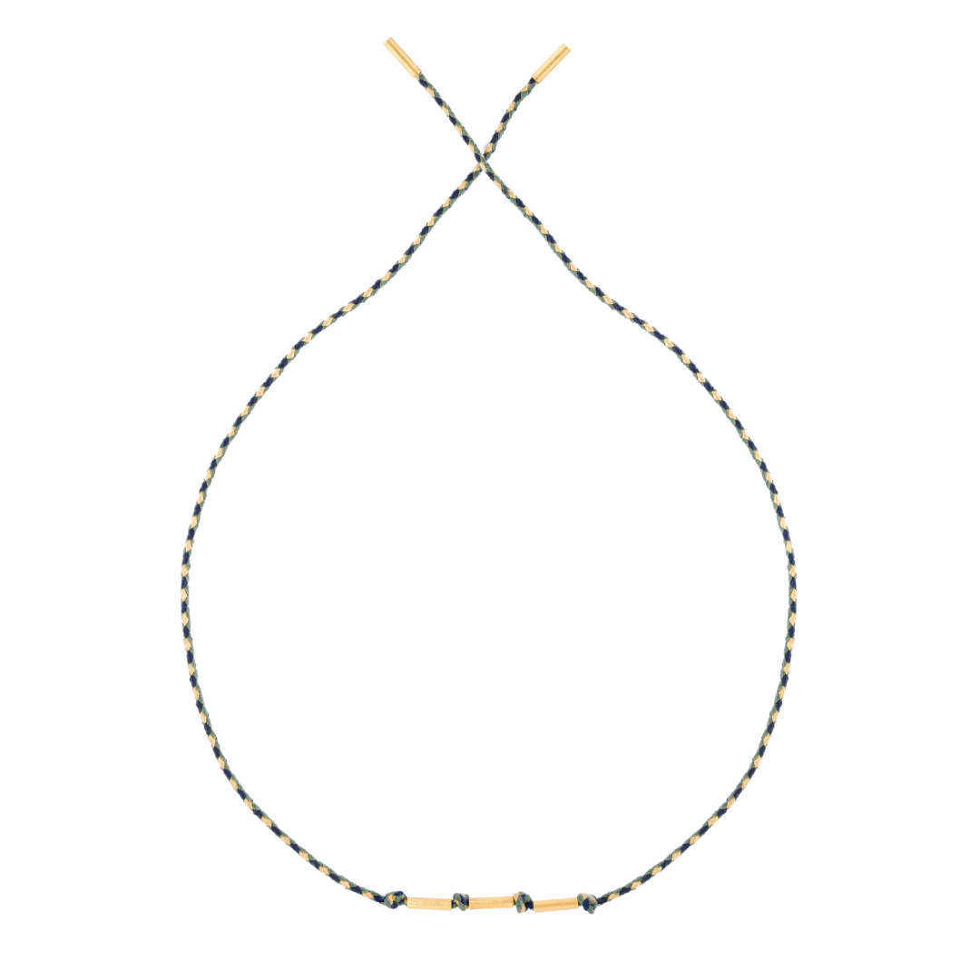 PULSEIRA FIO DE CORDA COM 3 CANINHOS DE OURO