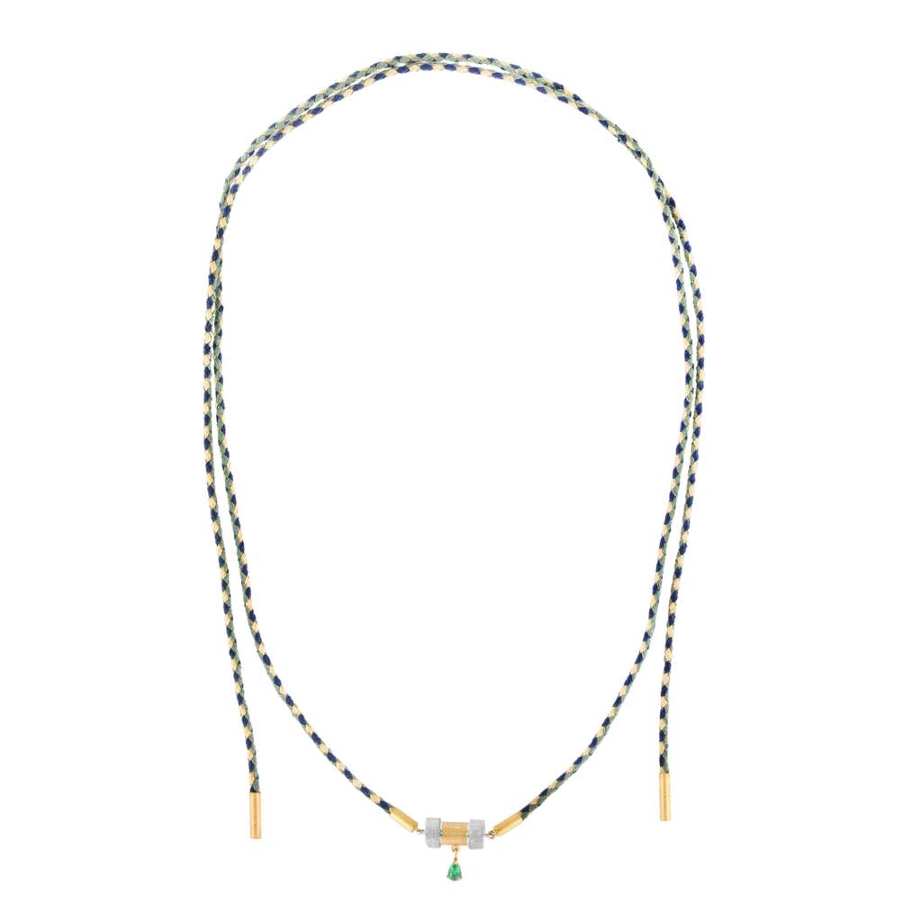 COLAR FIO CORDA COM PINGENTE ESMERALDA