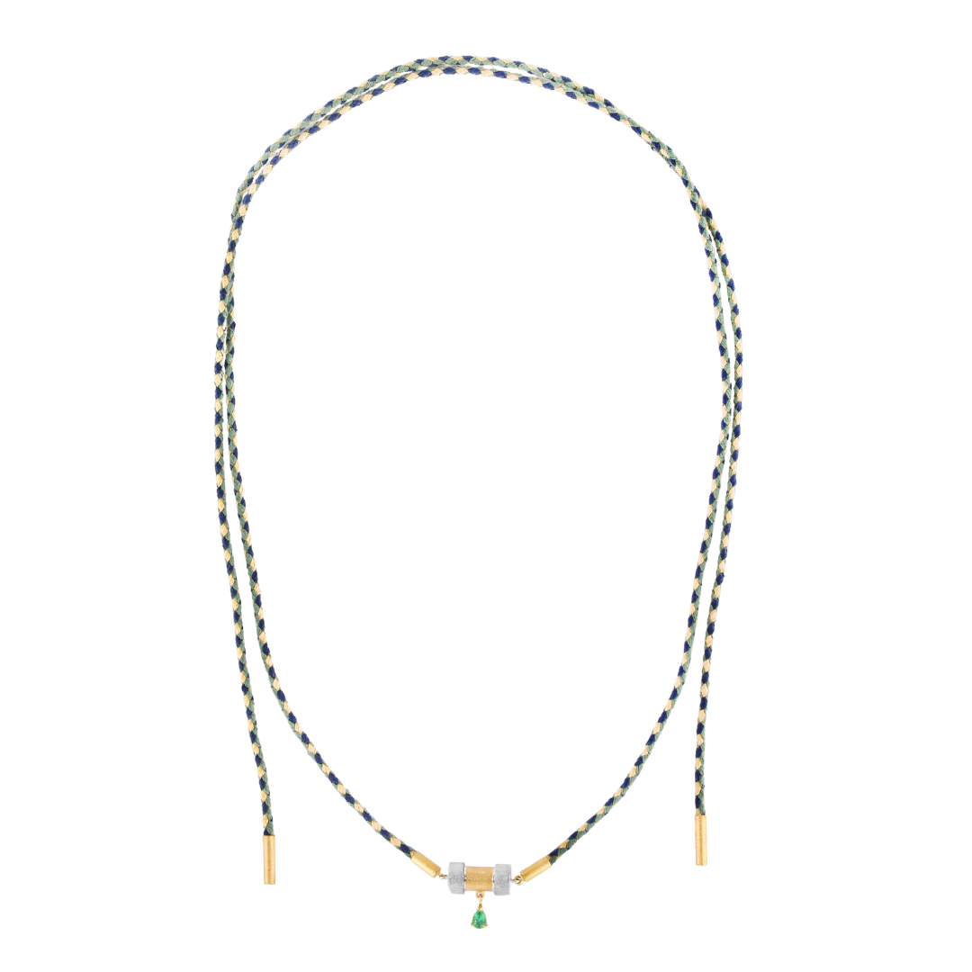 COLAR FIO CORDA COM PINGENTE ESMERALDA