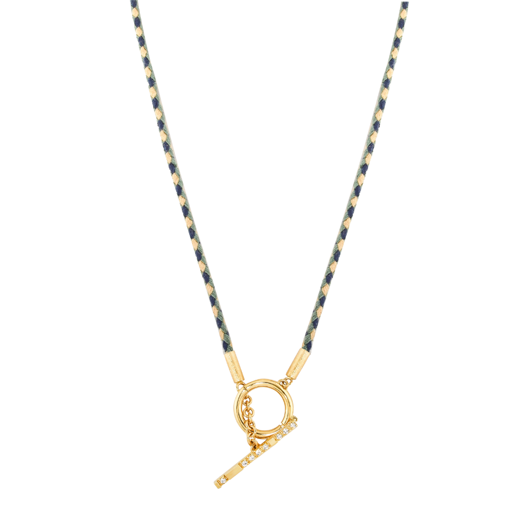 COLAR FIO CORDA COM ELO COM DIAMANTES