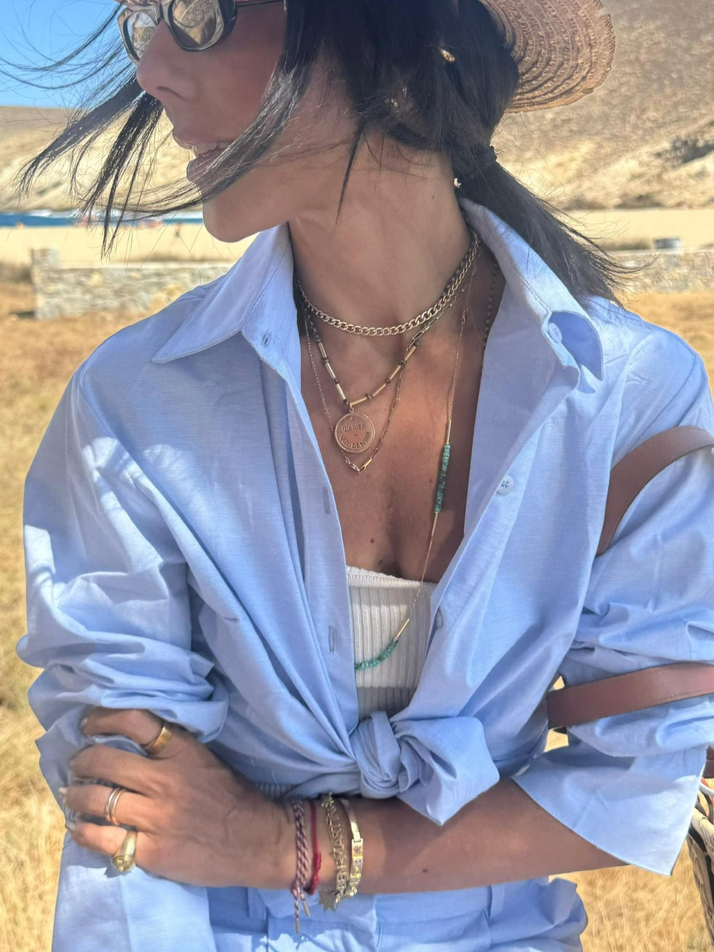 COLAR FIO CORDA COM 7 CANUTILHOS DE OURO