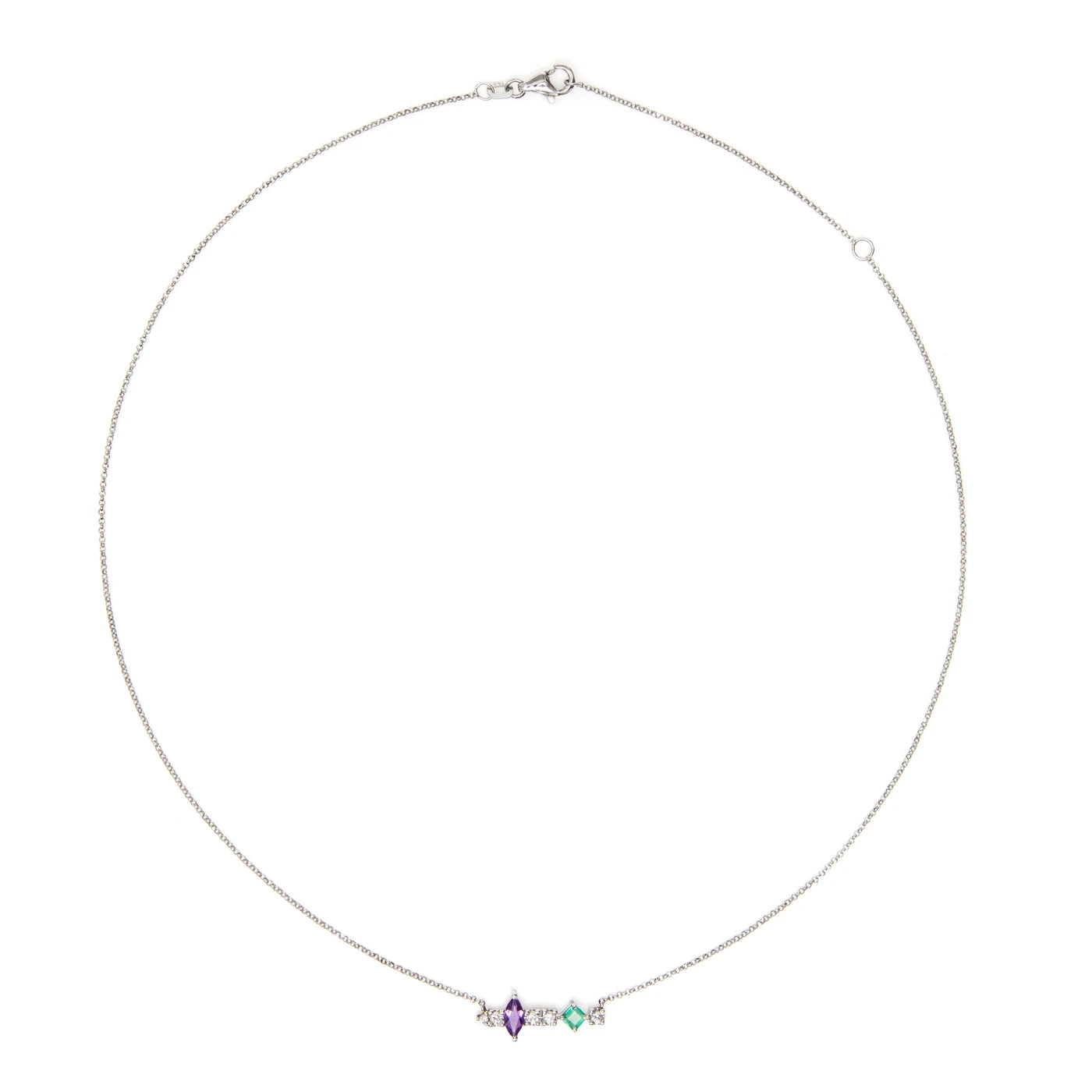 COLAR DIAMANTE, AMETISTA E ESMERALDA