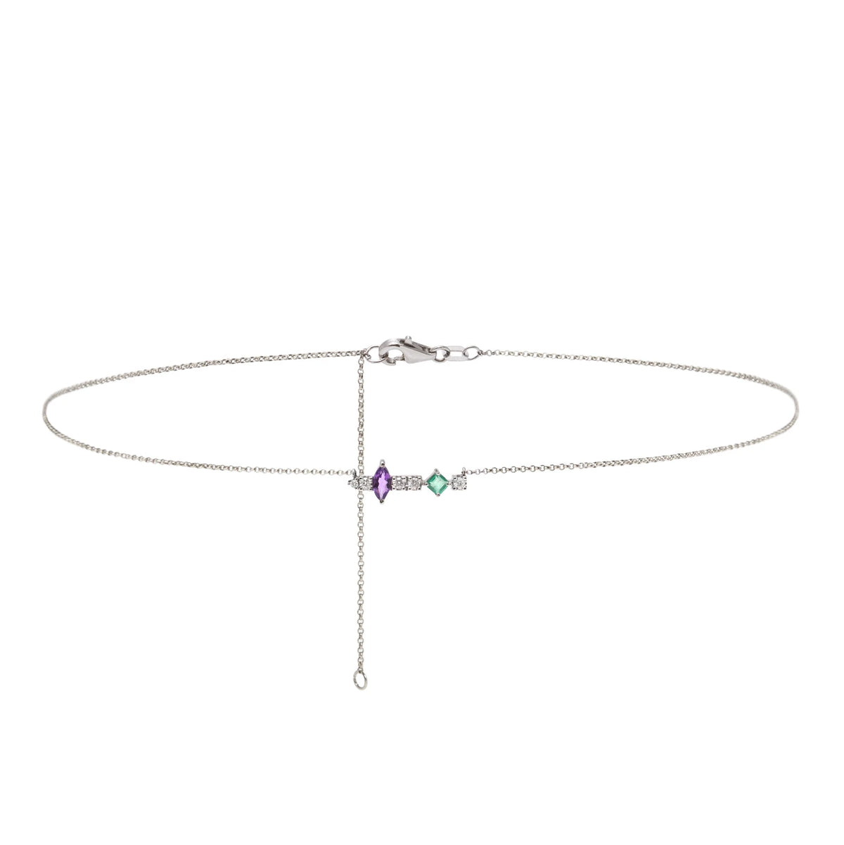 COLAR DIAMANTE, AMETISTA E ESMERALDA