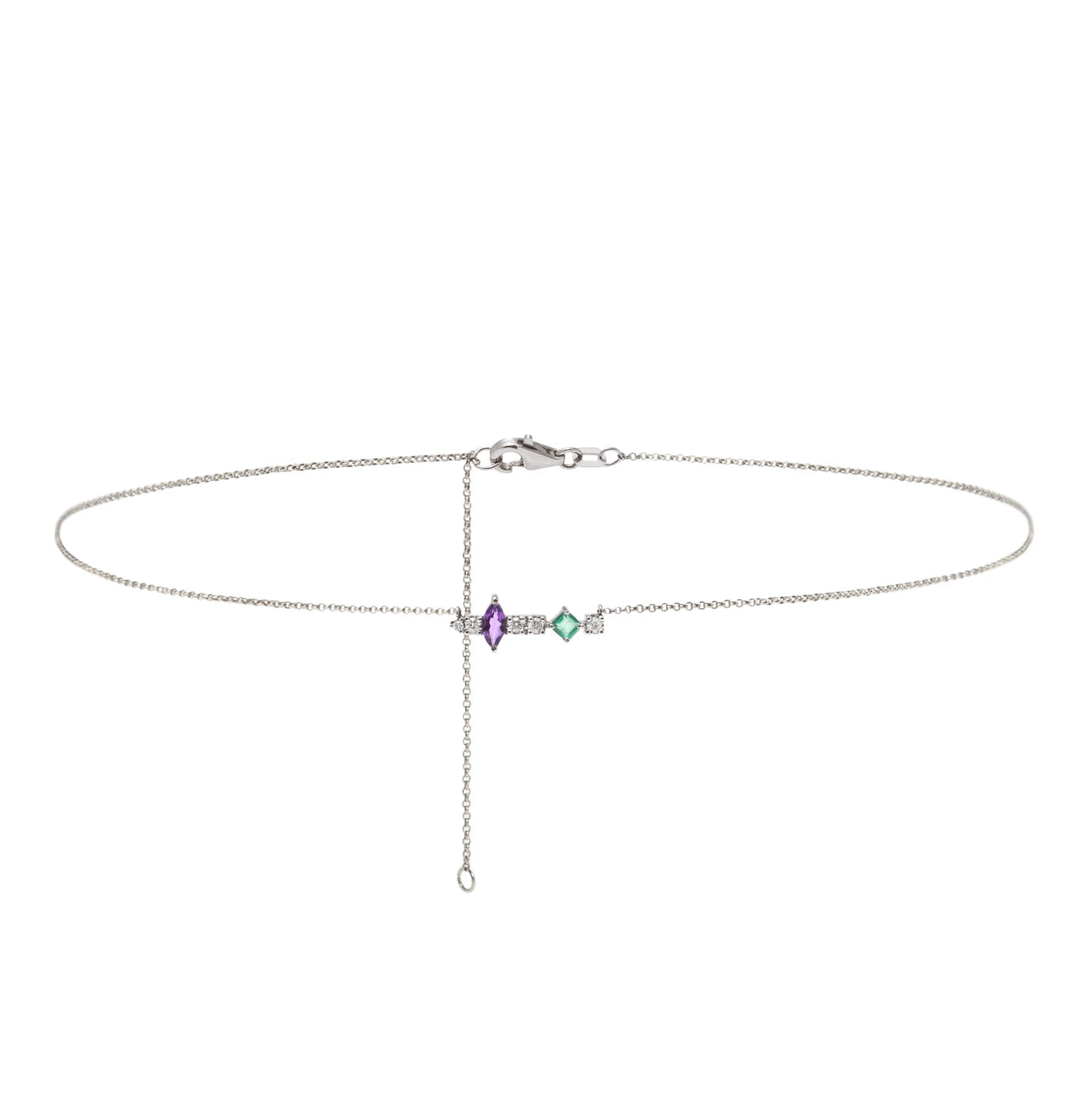 COLAR DIAMANTE, AMETISTA E ESMERALDA