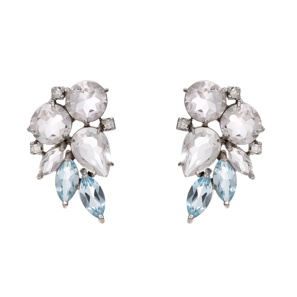 BRINCO EARCUFF COM CRISTAL, TOPÁZIO SKY E DIAMANTE