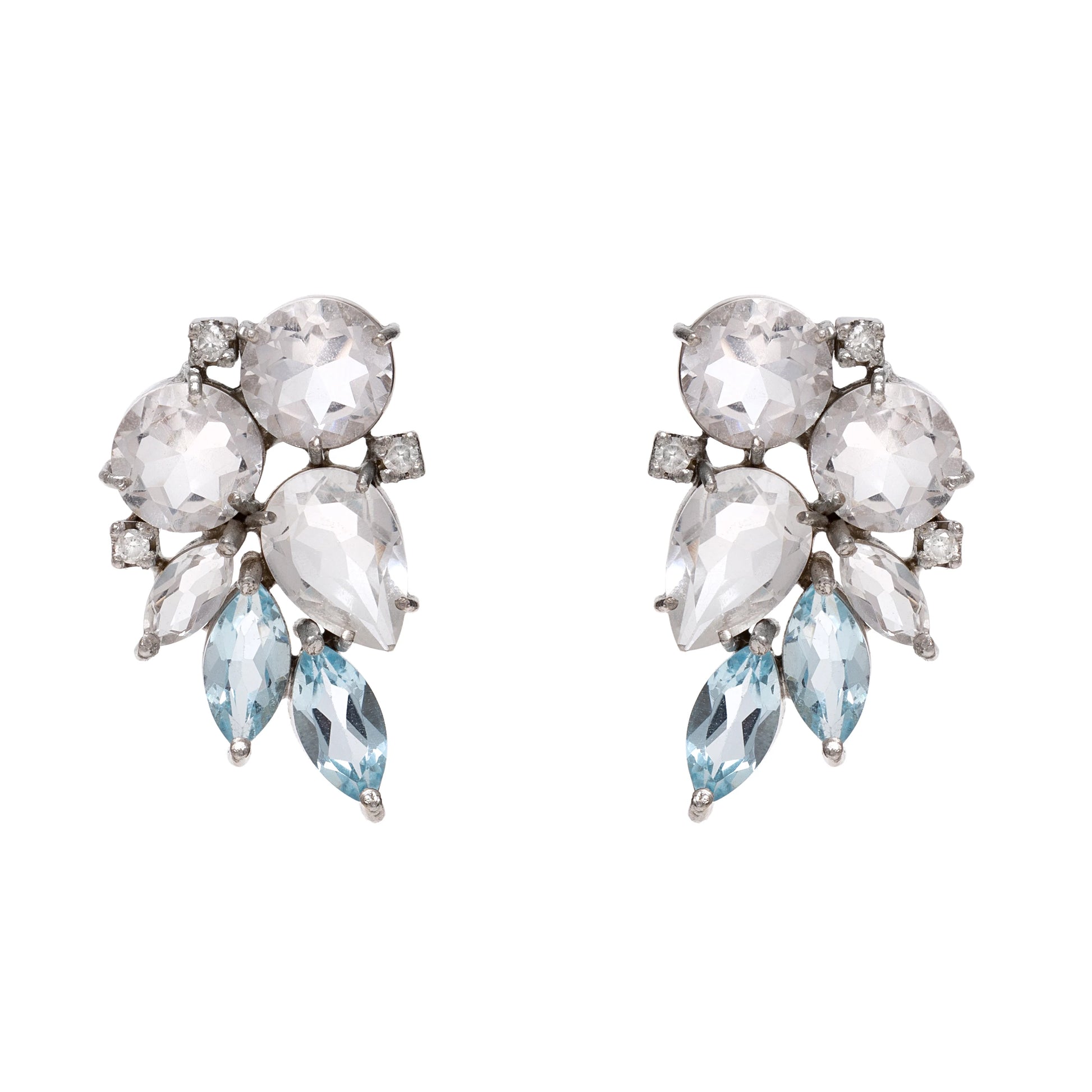 BRINCO EARCUFF COM CRISTAL, TOPÁZIO SKY E DIAMANTE