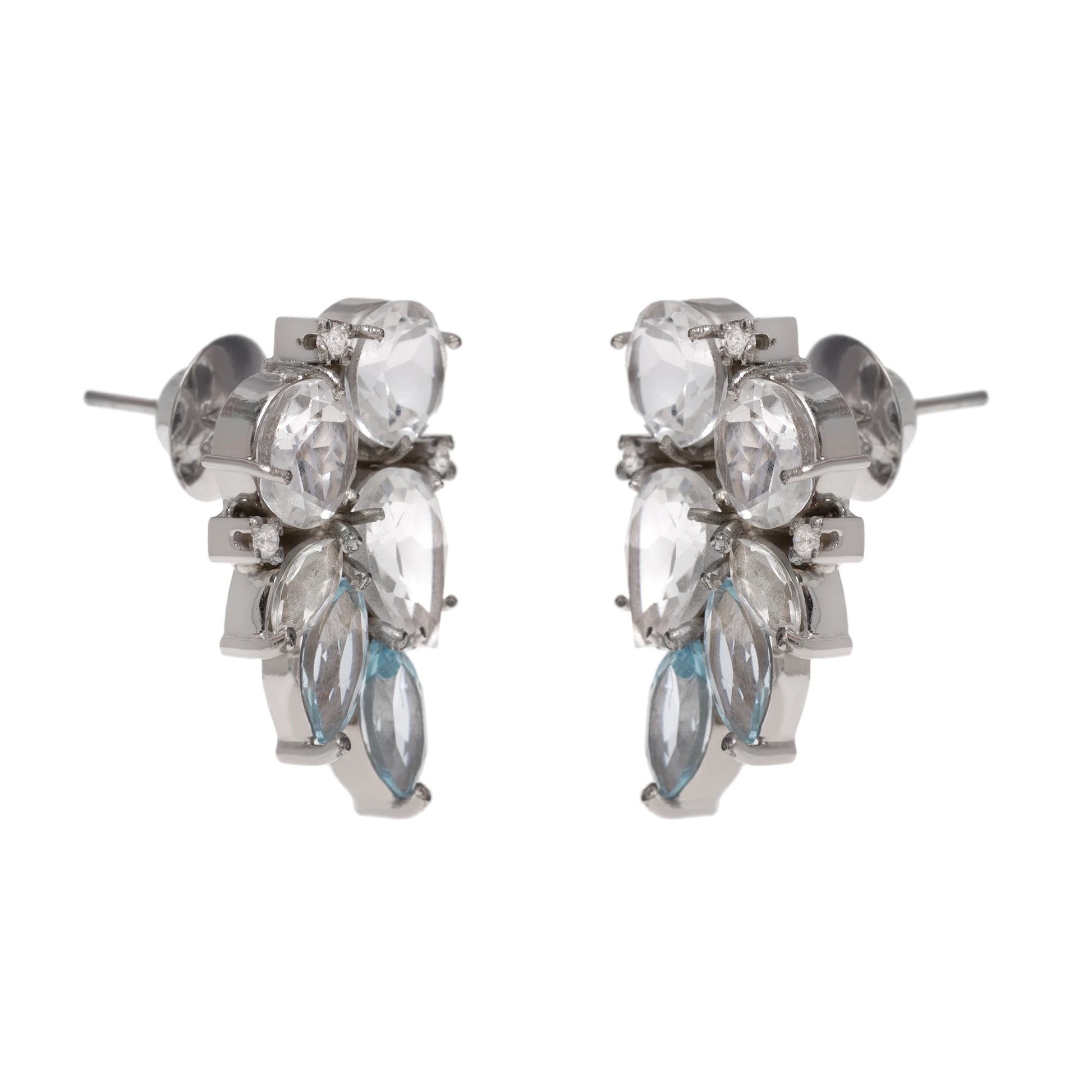 BRINCO EARCUFF COM CRISTAL, TOPÁZIO SKY E DIAMANTE