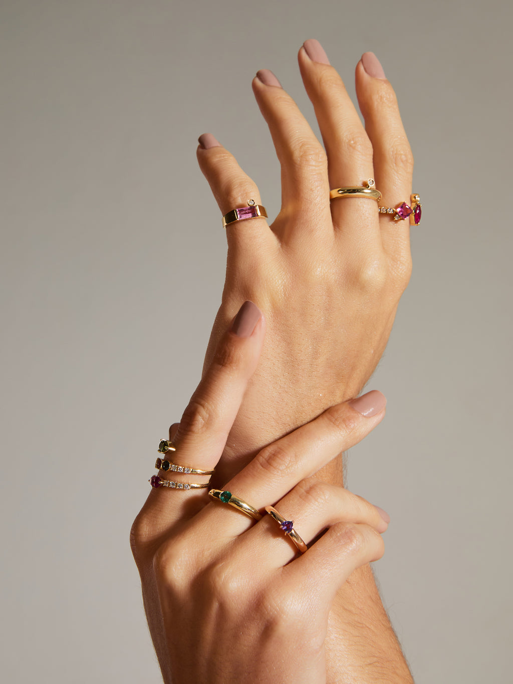 ANEL DEDINHO TURMALINA ROSA E DIAMANTE