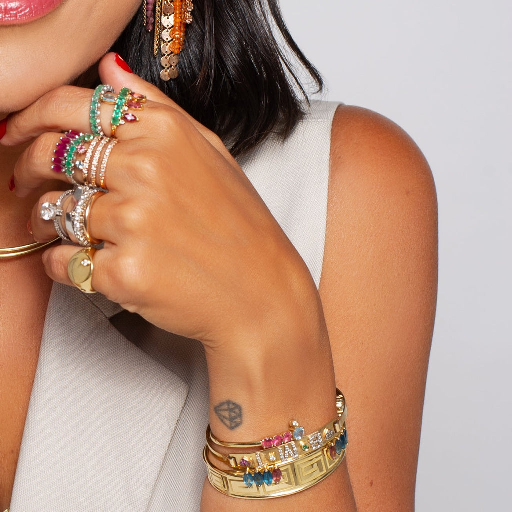 ANEL DEDINHO COM RUBI, ESMERALDA E DIAMANTE