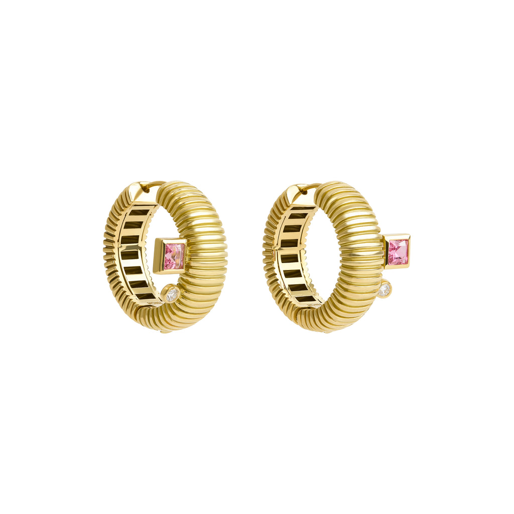 BRINCO ARGOLA BOLD COM TURMALINA E DIAMANTE