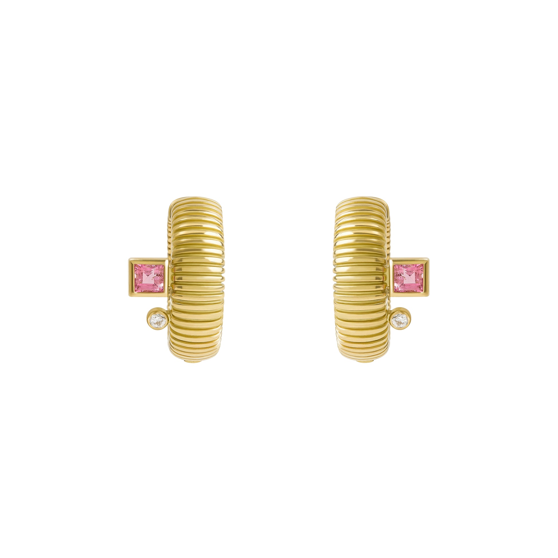 BRINCO ARGOLA BOLD COM TURMALINA E DIAMANTE