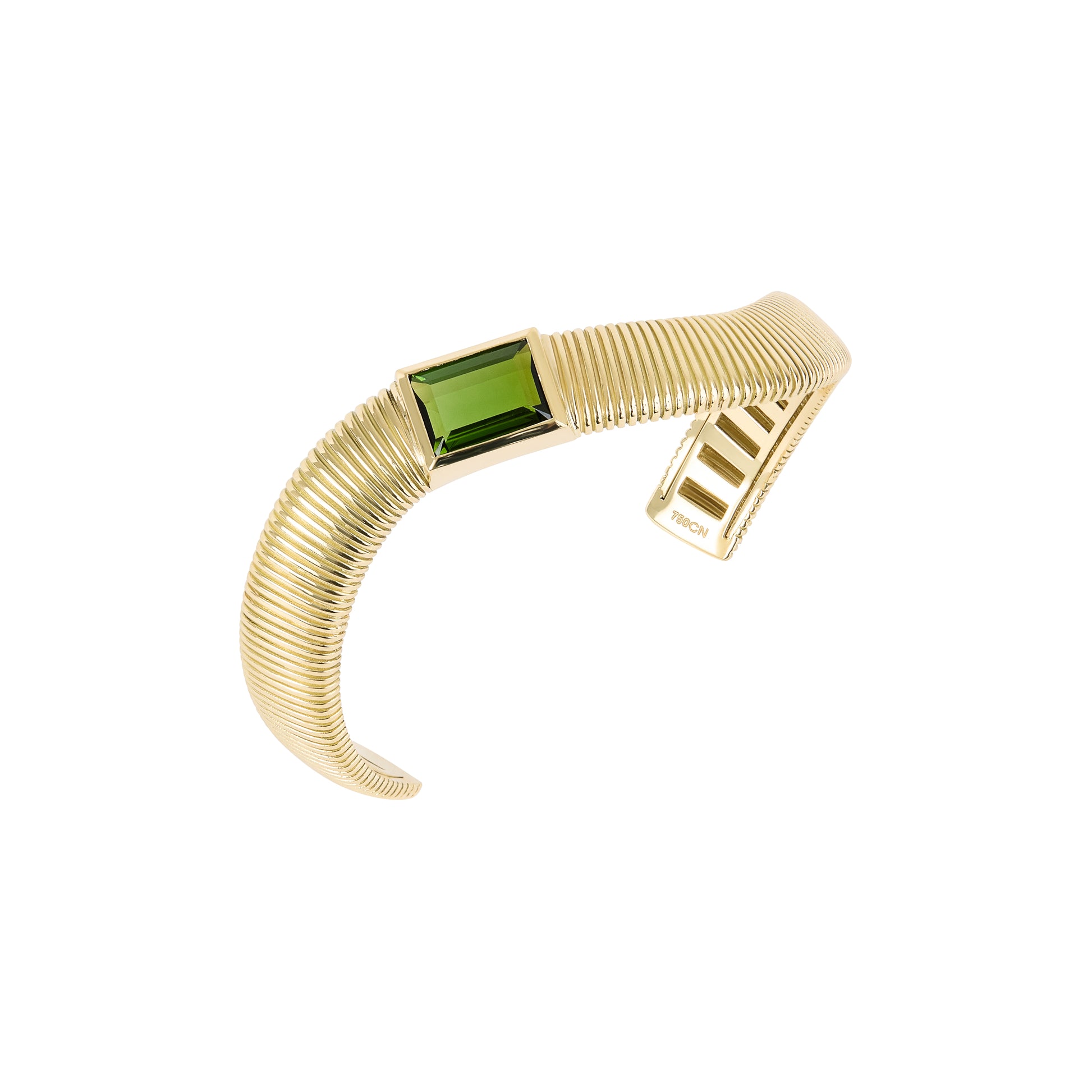 BRACELETE ASSIMÉTRICO BOLD COM TURMALINA VERDE