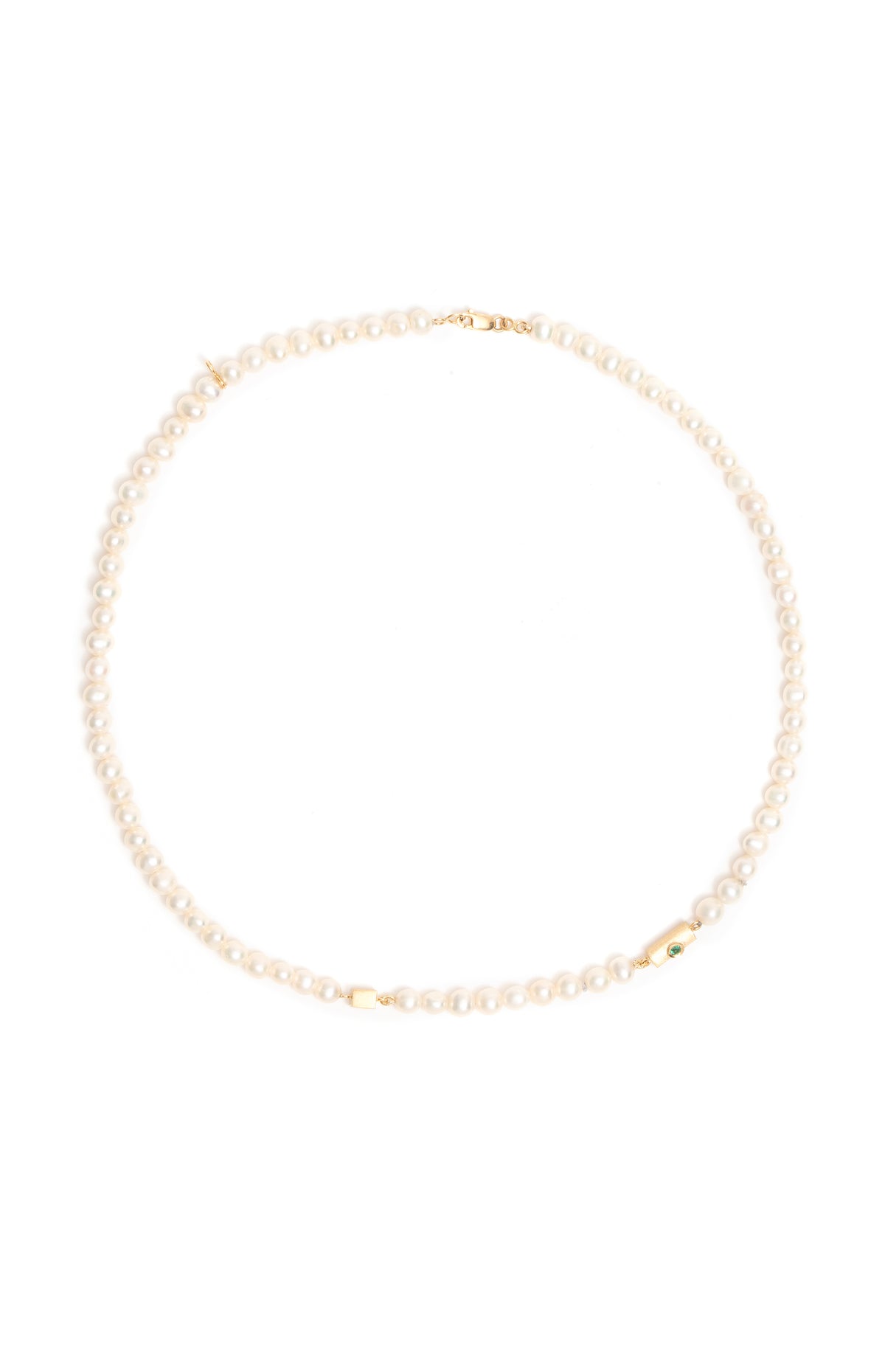 PEARL NECKLACE WITH TUBE BEAD IN 18K GOLD