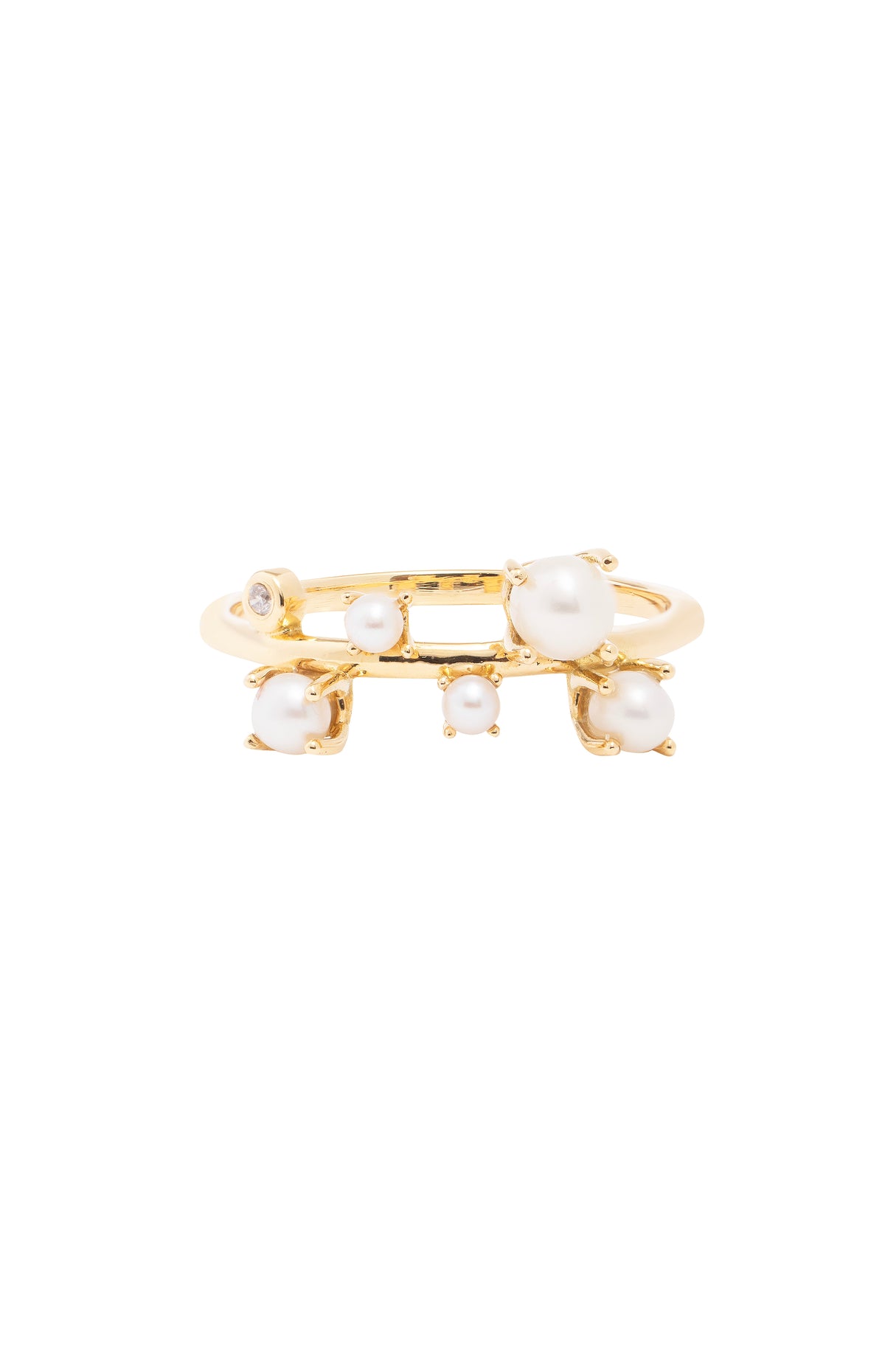 ANEL COM PÉROLAS E DIAMANTES