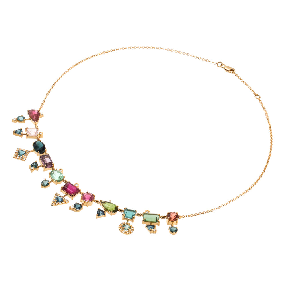 COLAR DE TURMALINAS E DIAMANTES