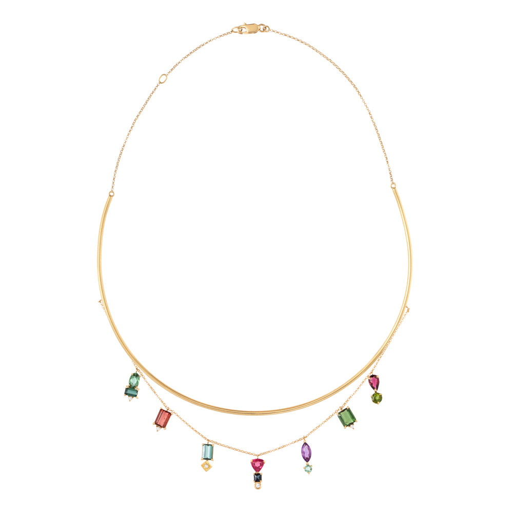 CHOKER RIGIDA COM TURMALINAS