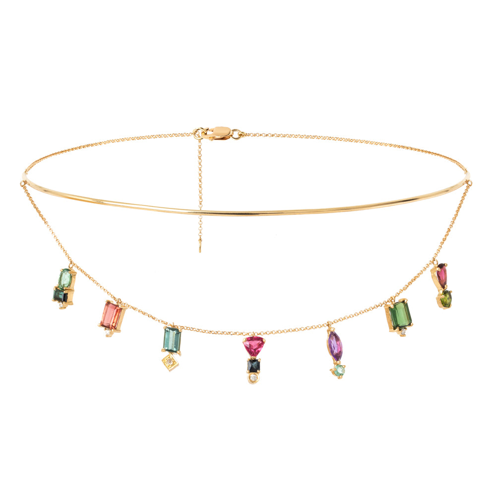 CHOKER RIGIDA COM TURMALINAS