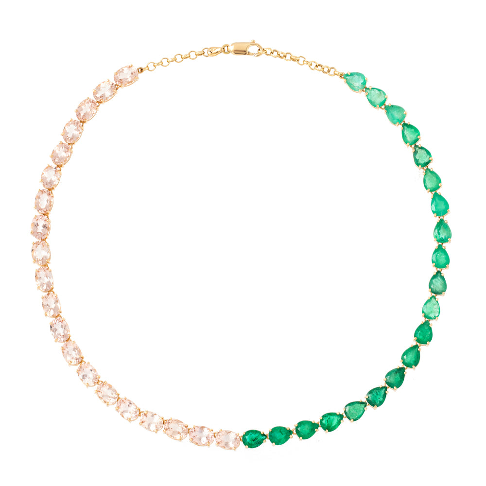 COLAR RIVIERA COM ESMERALDAS E MORGANITAS