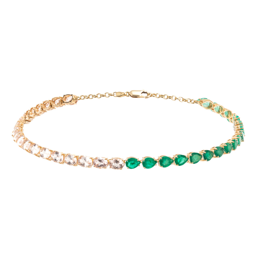 COLAR RIVIERA COM ESMERALDAS E MORGANITAS