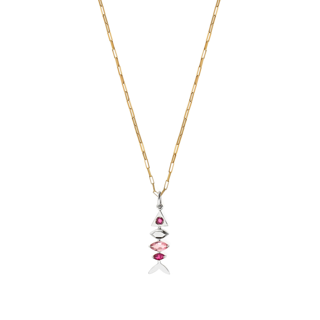 PINGENTE ESPINHA DE PEIXE COM GEMAS