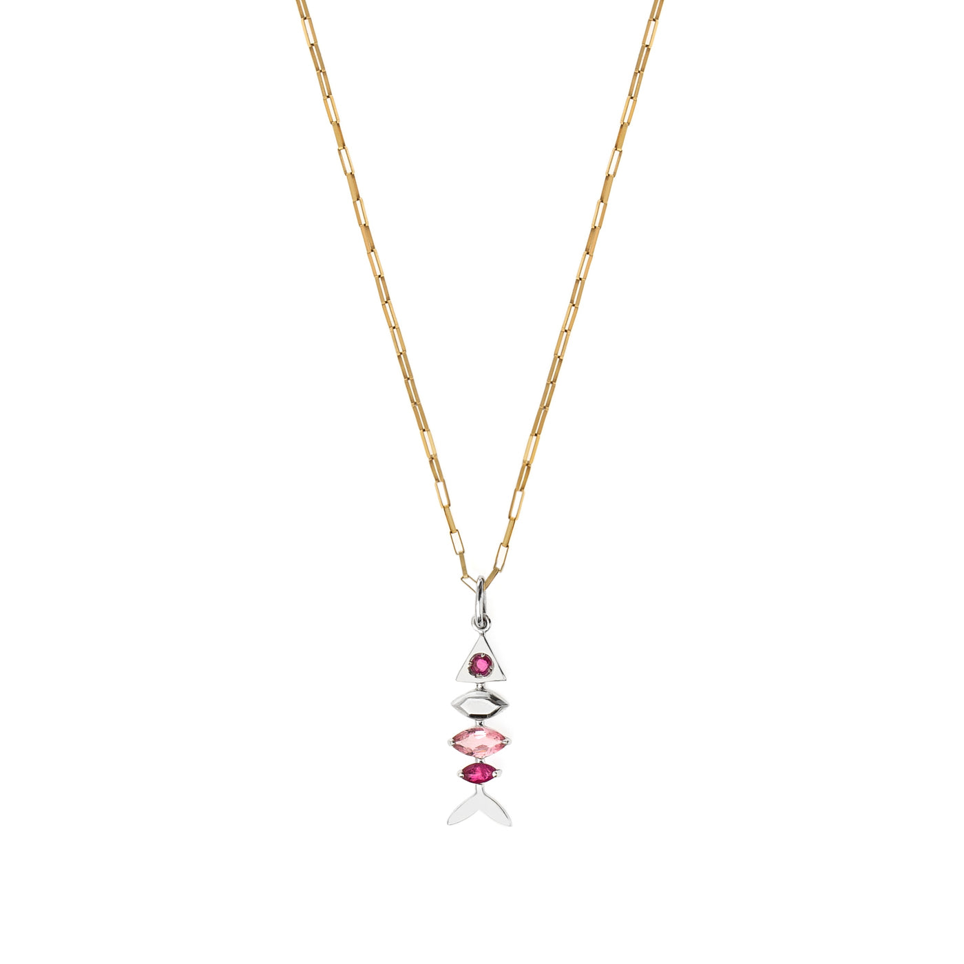 PINGENTE ESPINHA DE PEIXE COM GEMAS