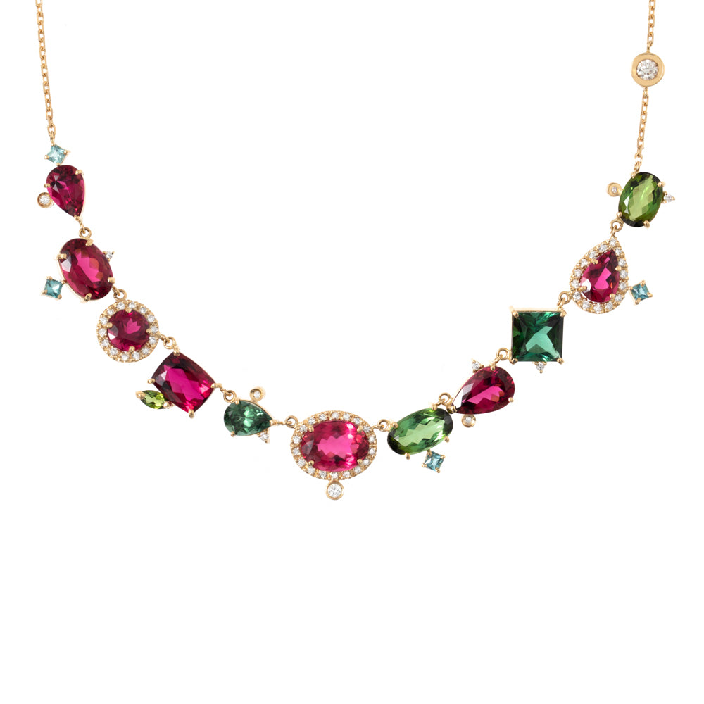 COLAR COM TURMALINAS E DIAMANTE