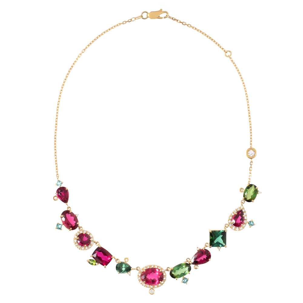 COLAR COM TURMALINAS E DIAMANTE