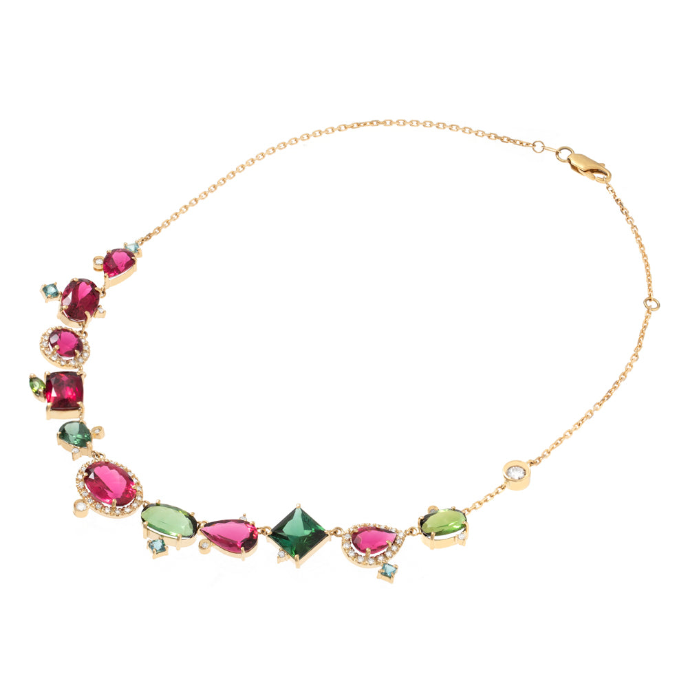 COLAR COM TURMALINAS E DIAMANTE