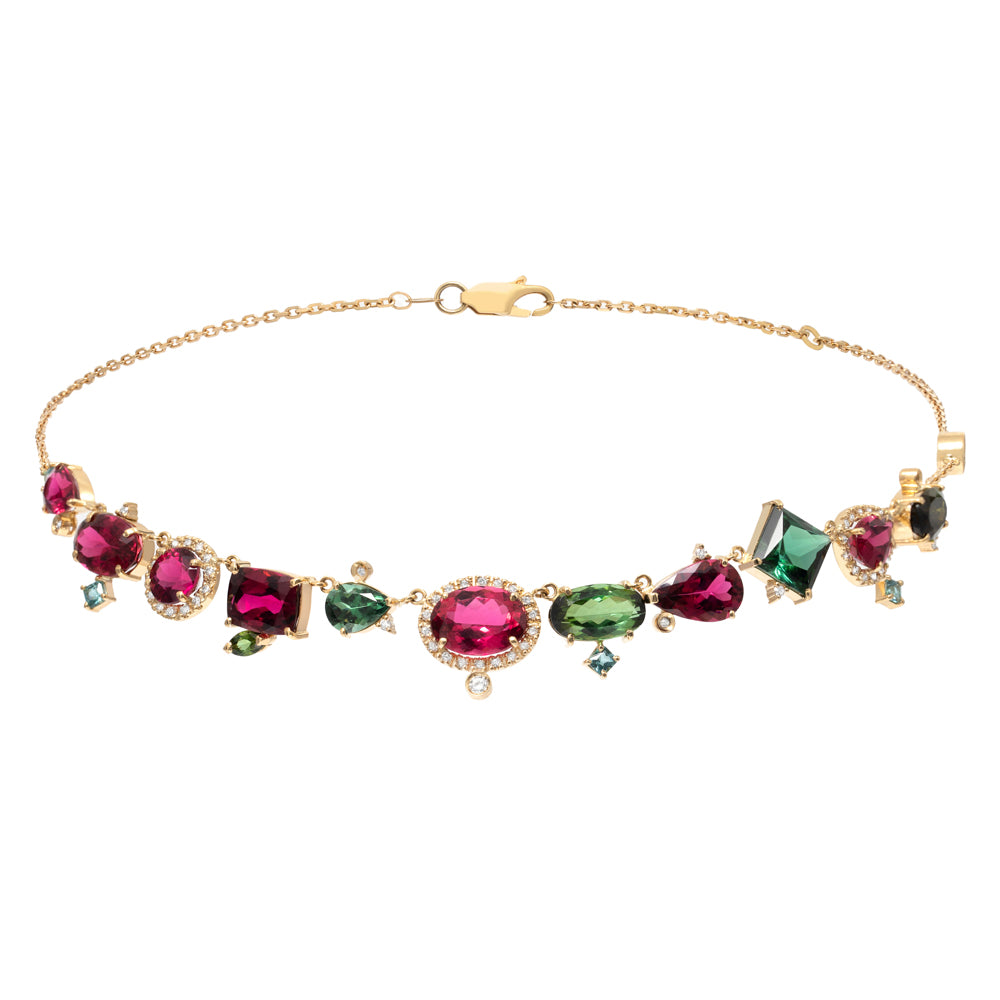 COLAR COM TURMALINAS E DIAMANTE