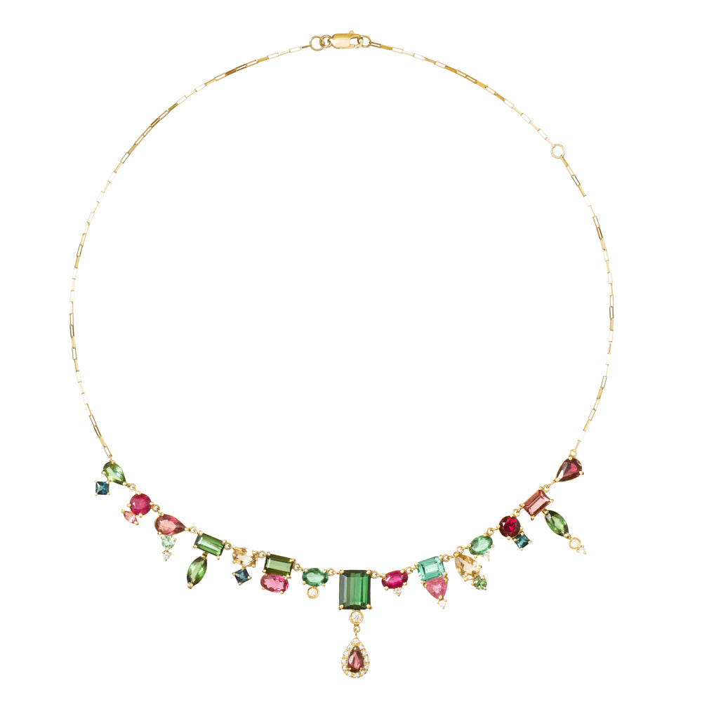 COLAR MAXI COM RUBI E TURMALINAS COLORIDAS
