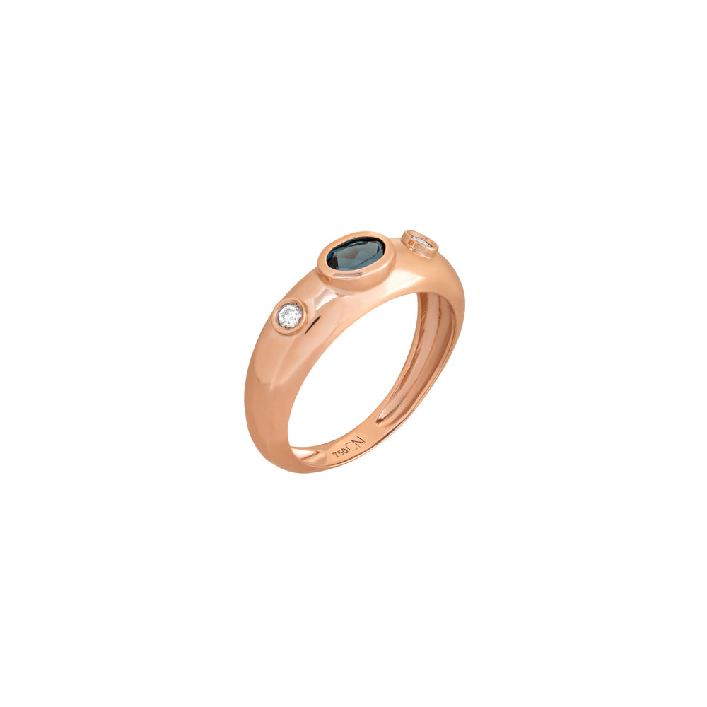 ANEL COM TOPÁZIO LONDON E DIAMANTES