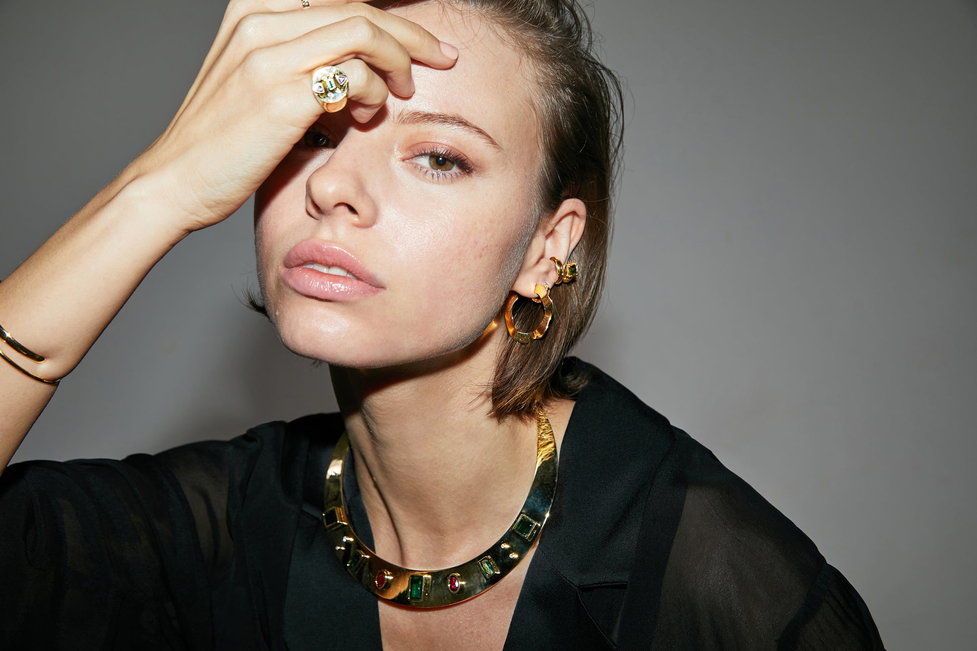 COLAR MAXI COM TURMALINAS E DIAMANTES