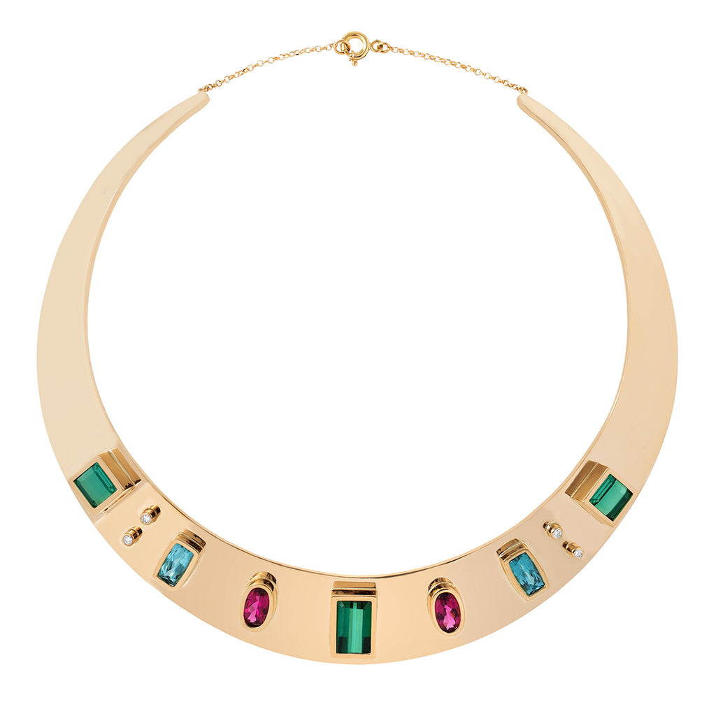 COLAR MAXI COM TURMALINAS E DIAMANTES