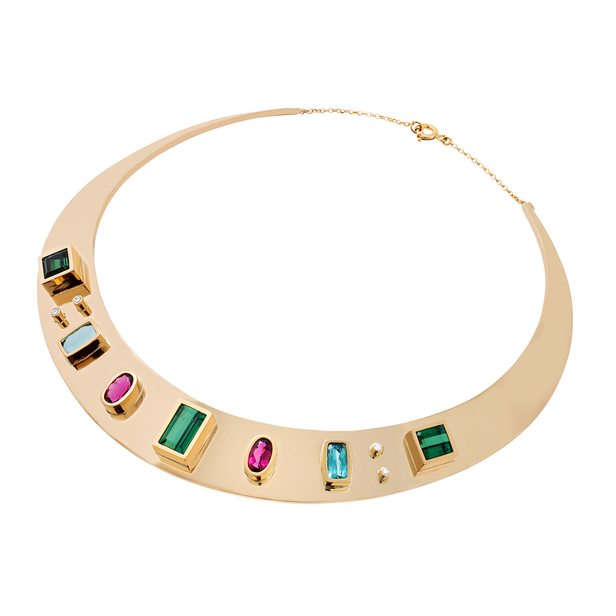 COLAR MAXI COM TURMALINAS E DIAMANTES