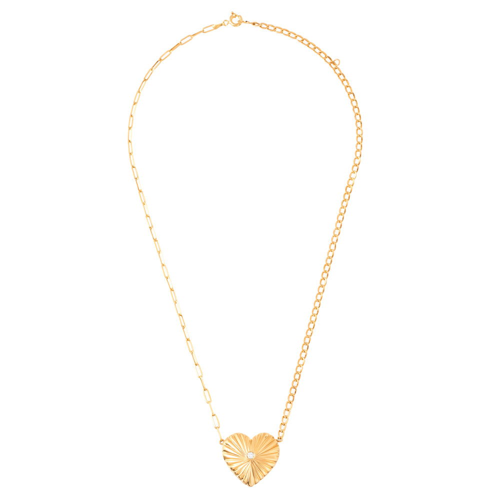 COLAR RELICÁRIO CORAÇÃO COM DIAMANTE