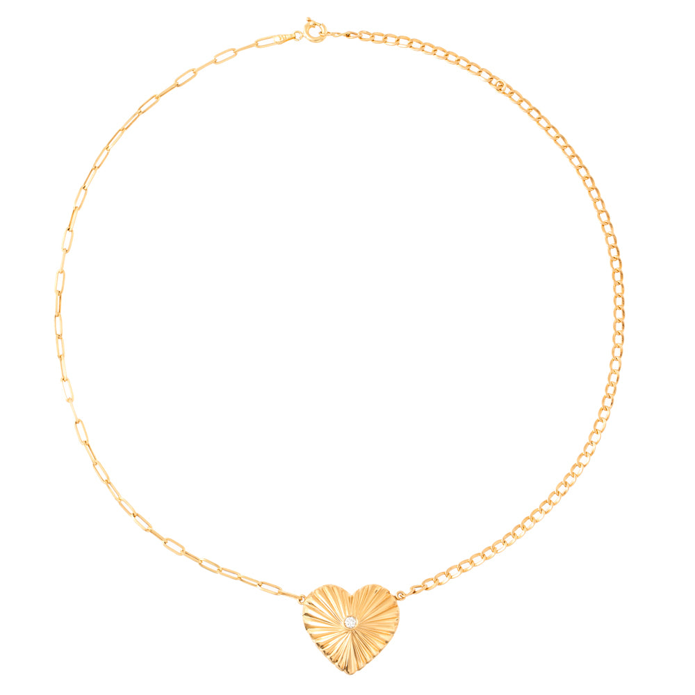 COLAR RELICÁRIO CORAÇÃO COM DIAMANTE