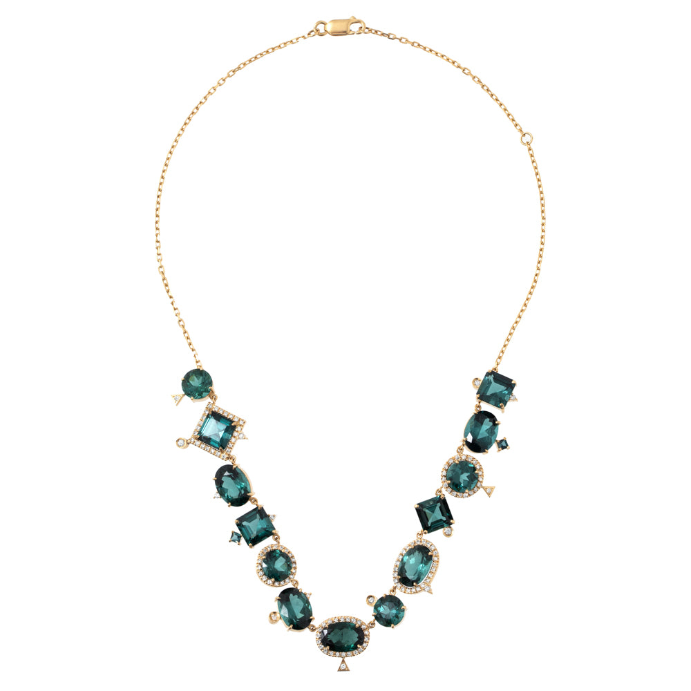 COLAR COM TURMALINAS E DIAMANTES