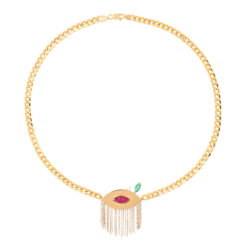 COLAR CHOKER OLHO GREGO COM FRANJAS