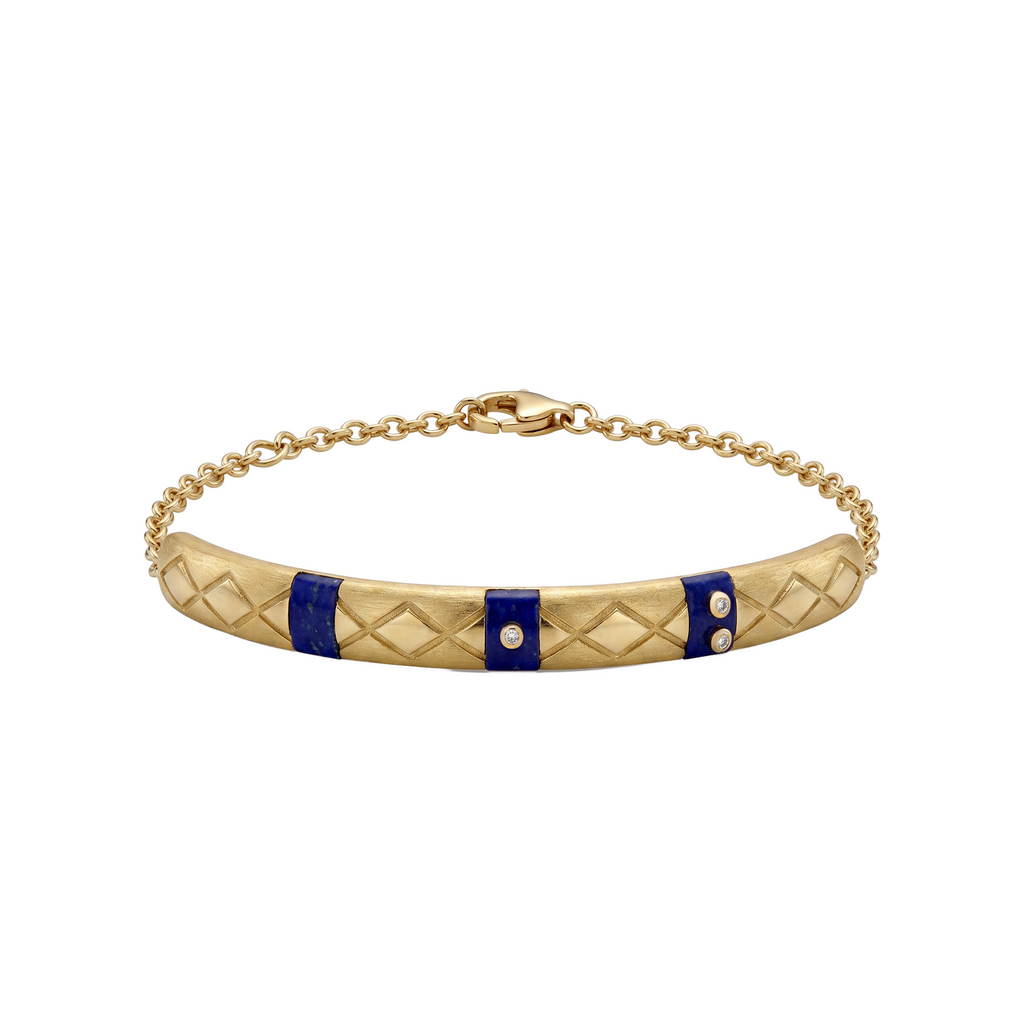 PULSEIRA SEMI ARO COM TEXTURAS E LÁPIS LAZÚLI