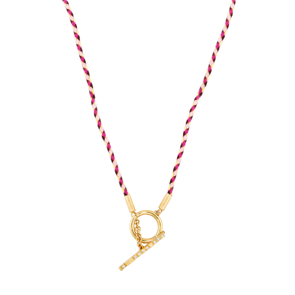 COLAR FIO CORDA COM ELO COM DIAMANTES